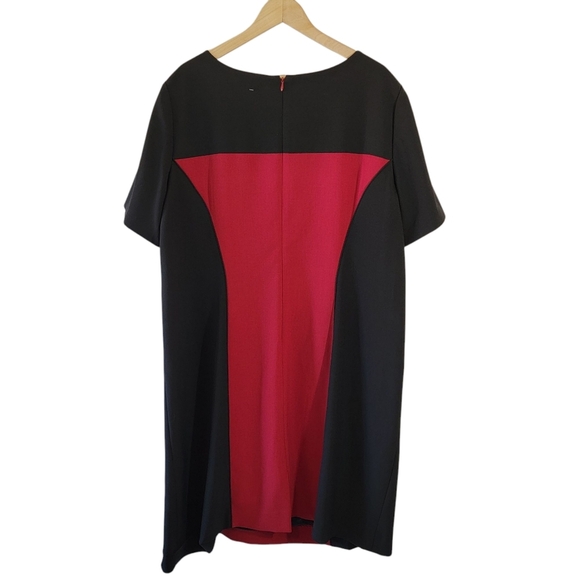 NEW TAHARI Women's Plus Size Sheath Dress Sz 22W Red Black Office Siren Career - Picture 2 of 11